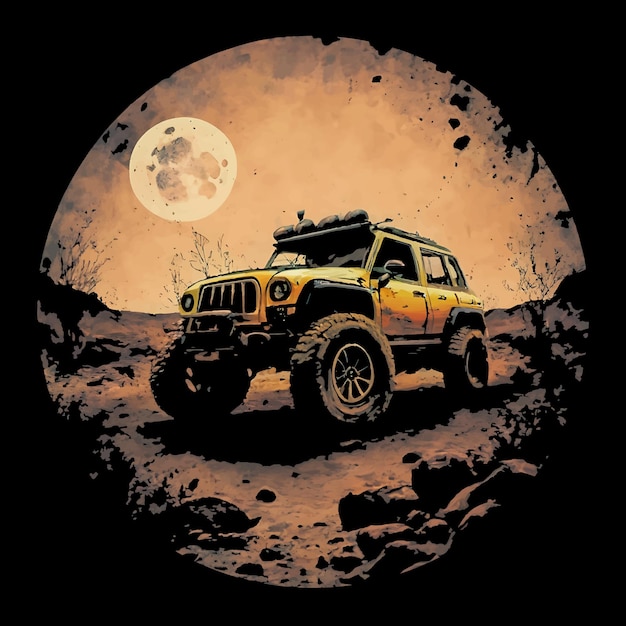 Offroad car illustration Tshirt design