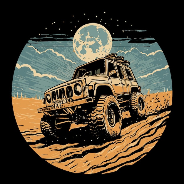 Vector offroad car illustration tshirt design