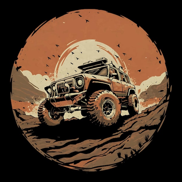 Offroad car illustration Tshirt design