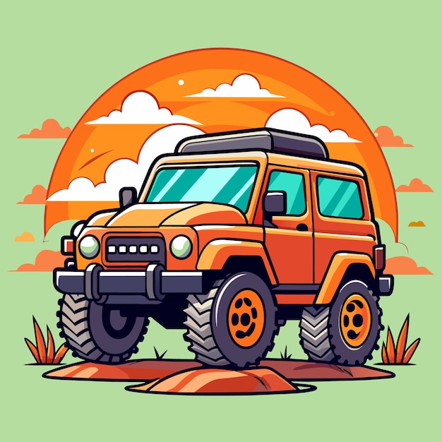 Vector offroad car jeep suv offroad vector illustration cartoon atv auto automobile machine