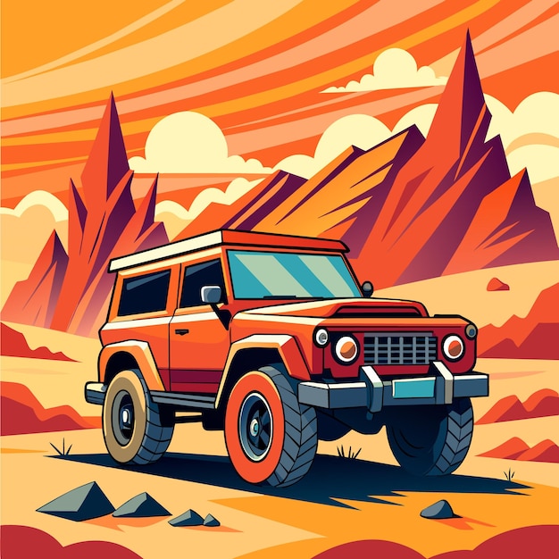 Vector offroad car jeep suv offroad vector illustration cartoon atv auto automobile machine