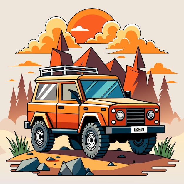 offroad car jeep SUV offroad vector illustration cartoon ATV auto automobile machine