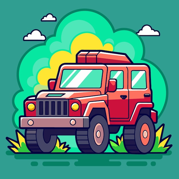 Vector offroad car jeep suv offroad vector illustration cartoon atv auto automobile machine