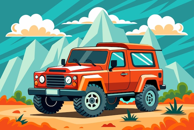 Auto fuoristrada jeep suv fuorestrada illustrazione vettoriale cartone animato atv auto macchina automobilistica