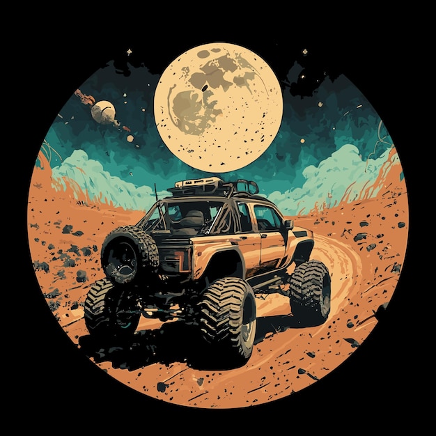 Offroad car T shirt design vector