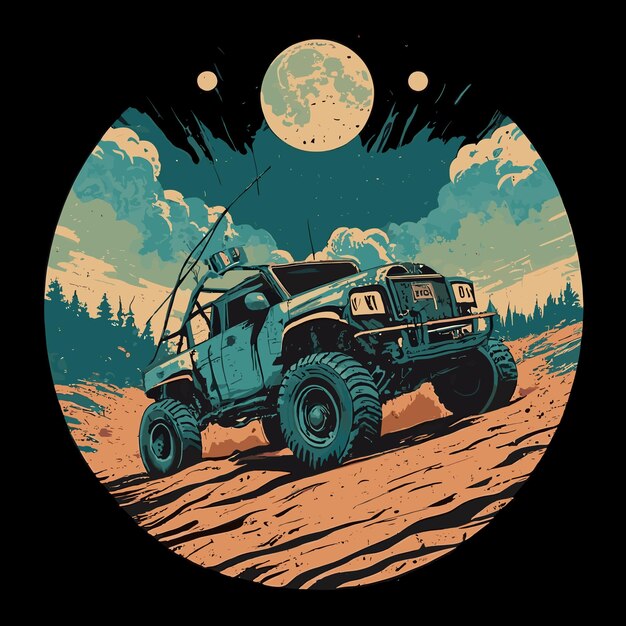 Vector offroad car tshirt design