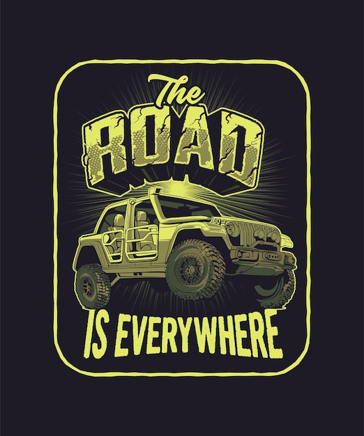 Illustrazione della maglietta dell'annata dell'auto fuoristrada