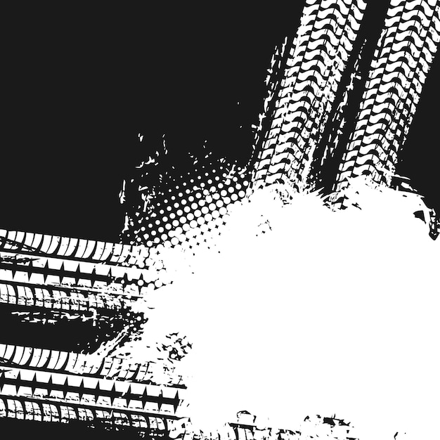 Offroad grunge vector witte band wordt afgedrukt spoor
