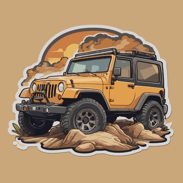 Vector offroad jeep cartoon vector