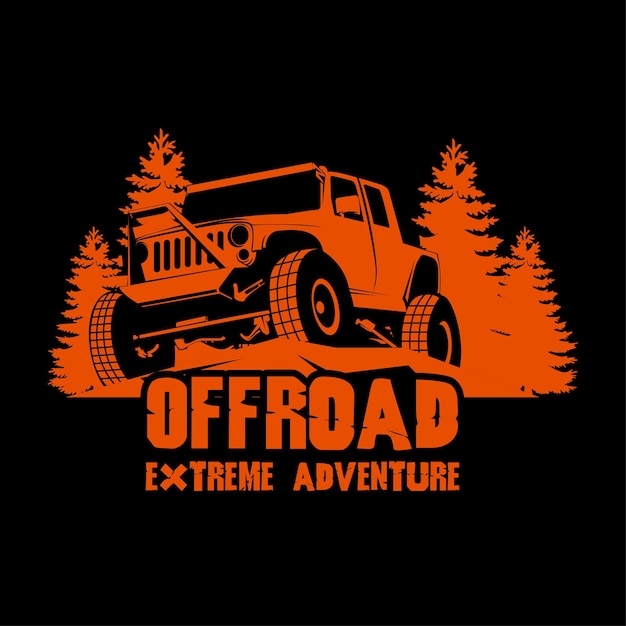 Внедорожный логотип Оранжевый силуэт Off Road Car Emblem