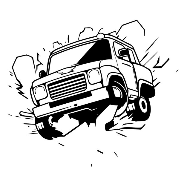 Offroad vehicle Grunge splashes Vector illustration