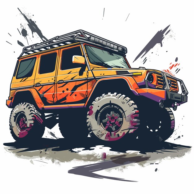 Offroad vehicle Grunge style Vector illustration