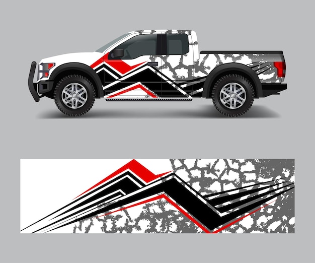Offroad voertuig wrap ontwerp vector Pickup truck sticker wrap ontwerp vector
