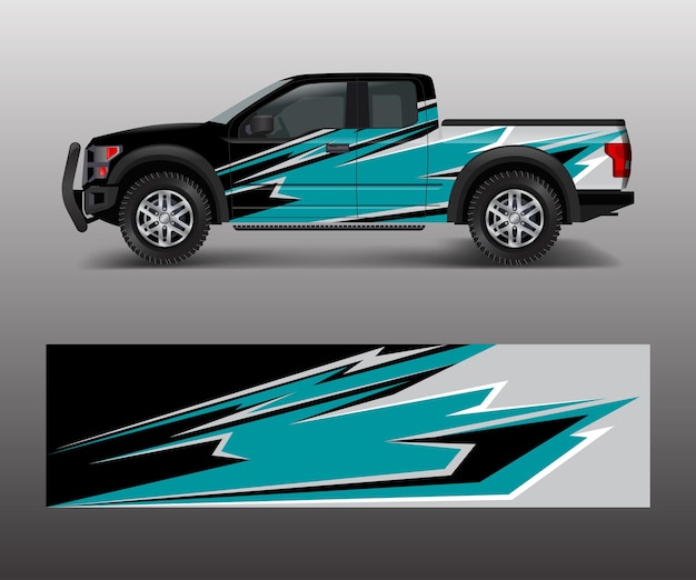 Offroad voertuig wrap ontwerp vector Pickup truck sticker wrap ontwerp vector