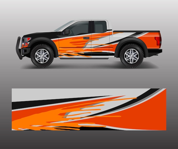 Offroad voertuig wrap ontwerp vector Pickup truck sticker wrap ontwerp vector