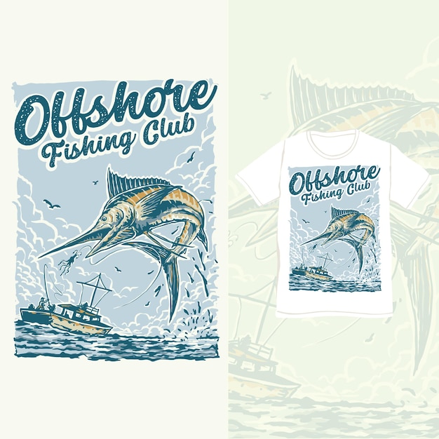 Vector offshore fishing club illustration