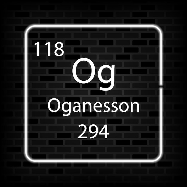 Oganesson neon symbol Chemical element of the periodic table Vector illustration