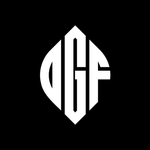 벡터 원형과 타원형으로 된 ogf 원형 글자 로고 디자인 ogf 타원형 글자 타이포그래픽 스타일로 된 세 개의 이니셜이 원형 로고를 형성합니다 ogf 원자 블럼 추상 모노그램 글자 표지 터