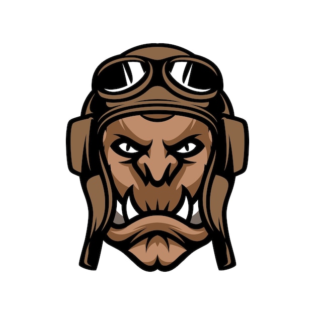 Ogre piloot mascotte logo ontwerp