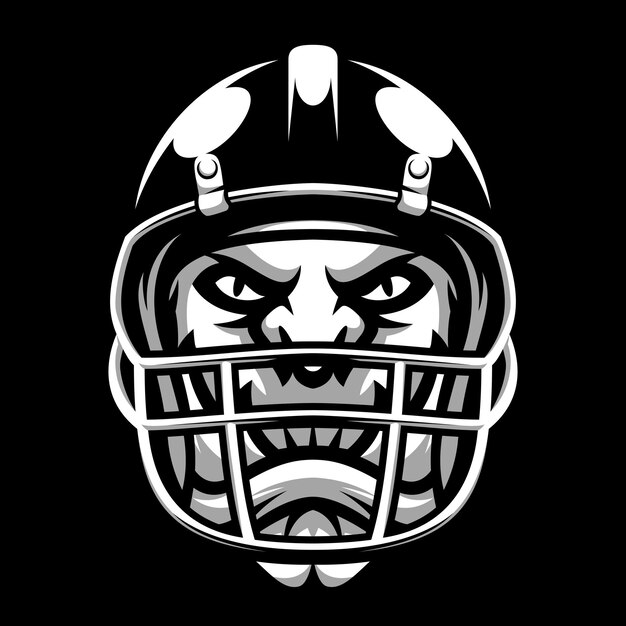 Vector ogre rugby black and white mascot design