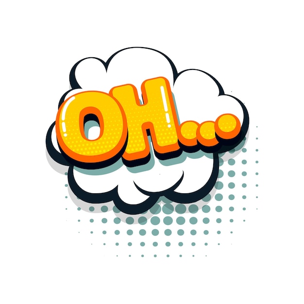 Oh colored comic text collection sound effects pop art style Vector speech bubble