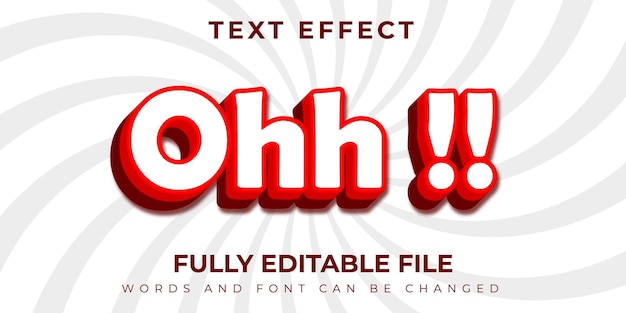 Ohh Text Effect White And Red Design With Spiral Background
