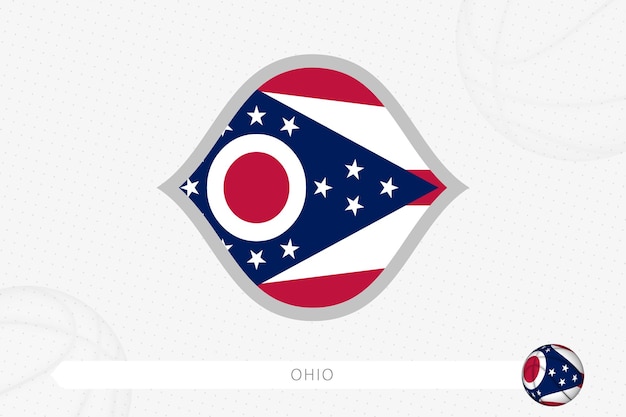 Bandiera dell'ohio per la competizione di basket su sfondo grigio di basket.