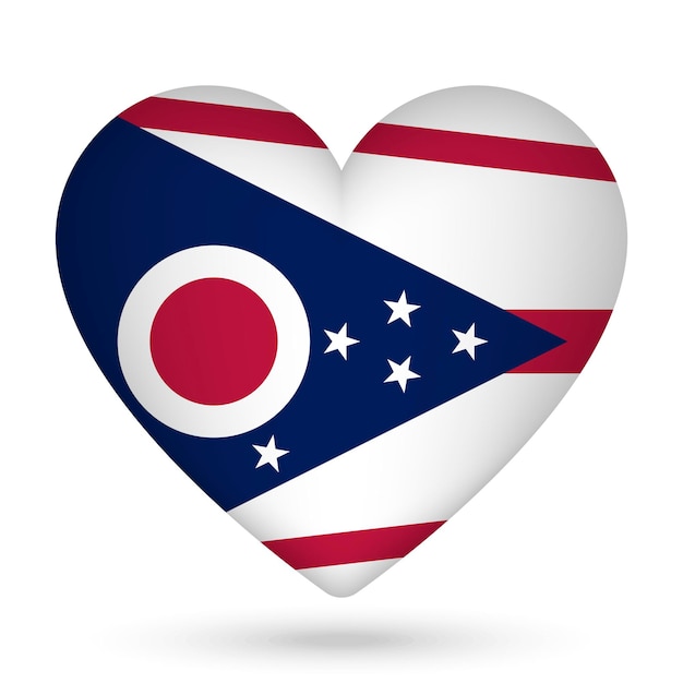 Ohio flag in heart shape vector illustration