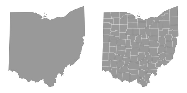 Vettore mappe grigie dello stato dell'ohio illustrazione vettoriale