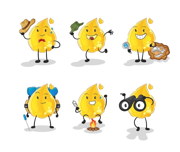 Oil adventure group character. cartoon mascot vector