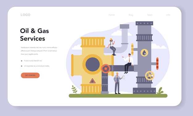 石油およびガス業界のwebバナーまたはランディングページ