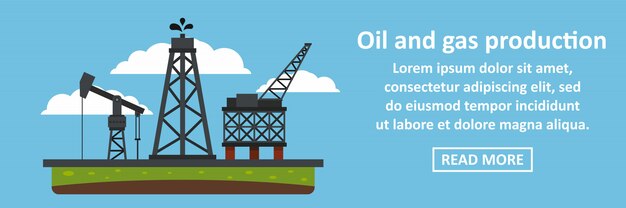 Вектор Нефть и газ добыча баннер горизонтальная концепция