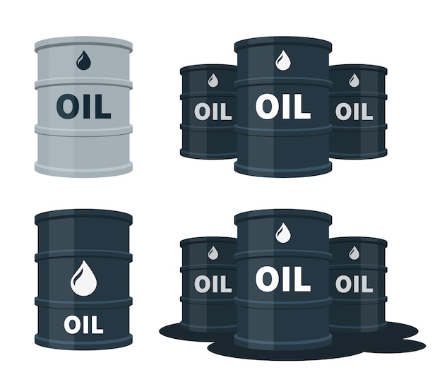 Oil barrels set with fuel iillustration.