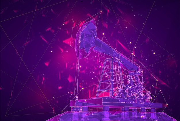 입자의 미네랄 추상 폭발의 오일 데릭 벡터 3d 개체 마이닝