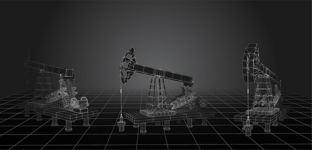 石油デリック ベクトル 3 d オブジェクト鉱物の採掘