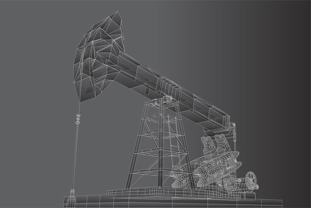 Нефтяная вышка вектор 3d объект добычи полезных ископаемых