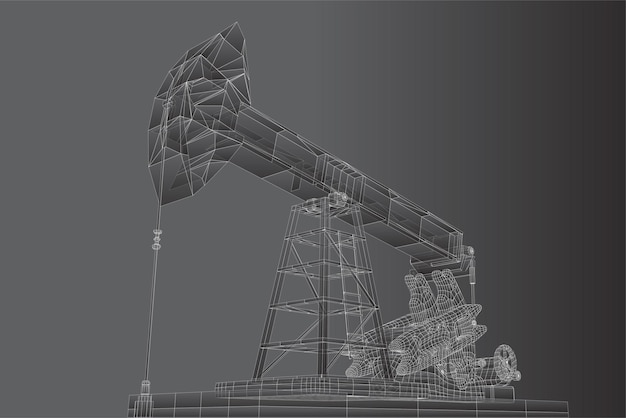 Oil derrick vector 3d object mining of minerals