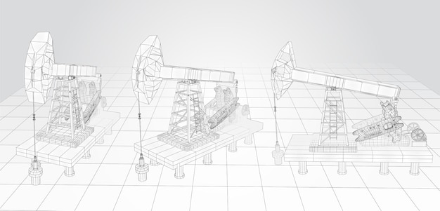 石油デリック ベクトル 3 d オブジェクト鉱物の採掘