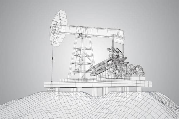 Vector oil derrick vector 3d object mining of minerals