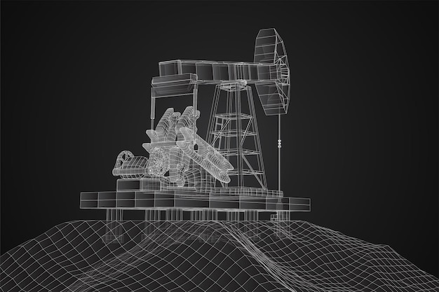 Vettore vettore di torre di petrolio 3d oggetto di estrazione di minerali