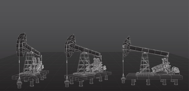 石油デリック ベクトル 3 d オブジェクト鉱物の採掘