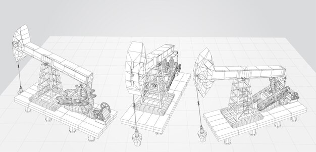 石油デリック ベクトル 3 d オブジェクト鉱物の採掘