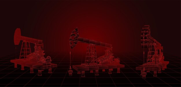 Vector oil derrick vector 3d object mining of minerals