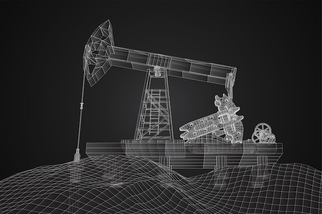 Vettore di torre di petrolio 3d oggetto di estrazione di minerali