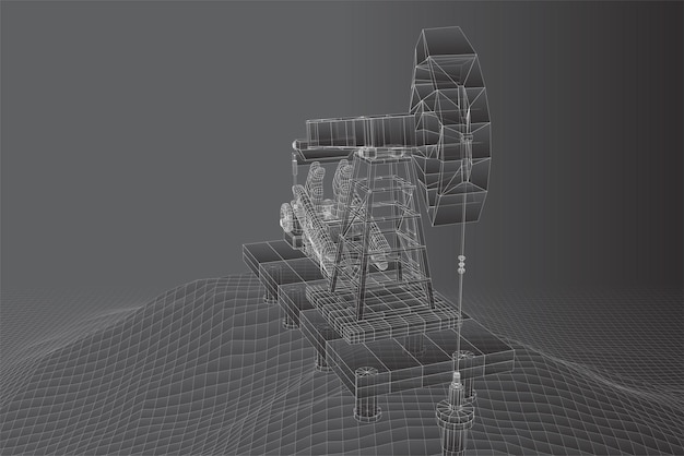 Vettore vettore di torre di petrolio 3d oggetto di estrazione di minerali