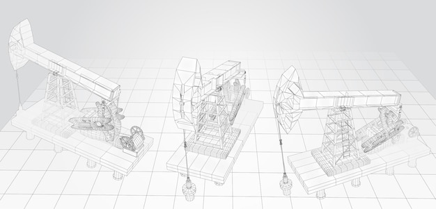 石油デリック ベクトル 3 d オブジェクト鉱物の採掘