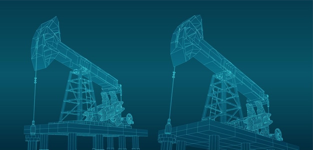 Вектор Нефтяная вышка вектор 3d объект добычи полезных ископаемых