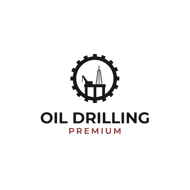 Vector oil drilling rig logo design concept vector illustration