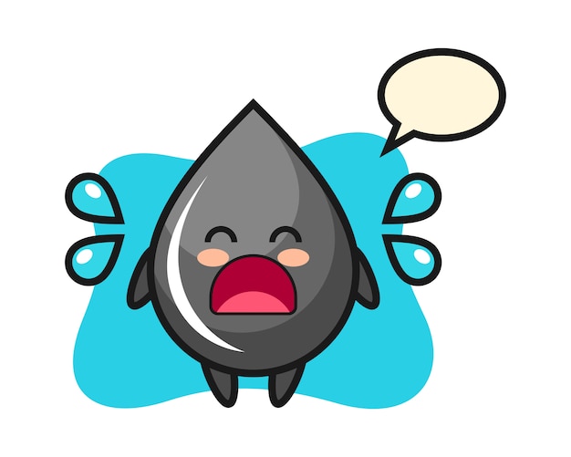 Oil drop cartoon illustration with crying gesture