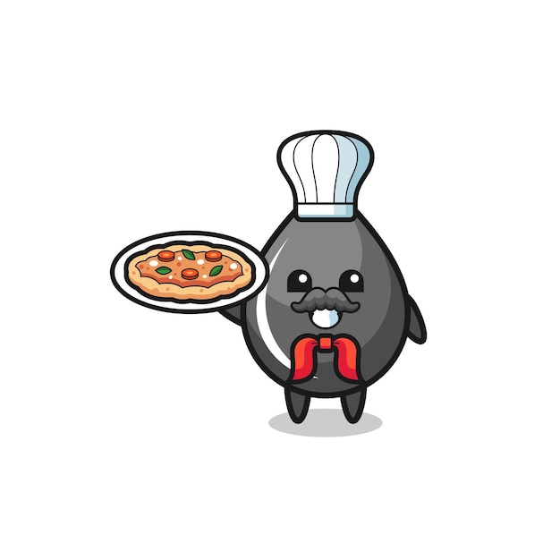 Oil drop character as Italian chef mascot